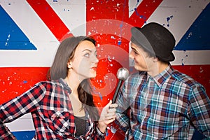 Two performers doing a British comedy show