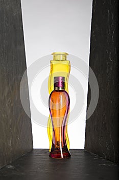 Perfume bottles on white background photo