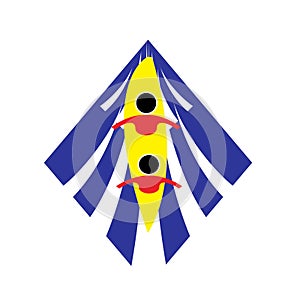 Two-Person Crew in Rowing Canoe Logo