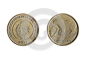 Two peso uruguayan currency