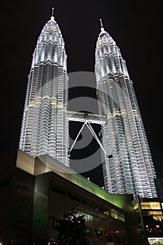 Two petronas towers at night