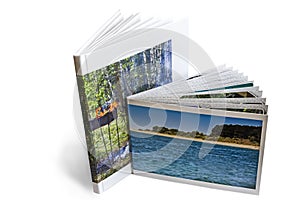 Two of photo album on white background.