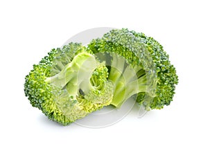 Two pieces of broccoli isolated on white background.