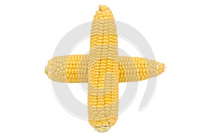 Two pieces of corn isolated on a white background