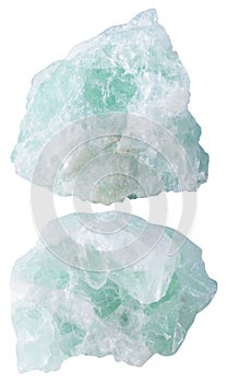 Two pieces of fluorite (fluorspar) mineral stone