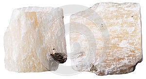 Two pieces of gypsum (alabaster) mineral stone