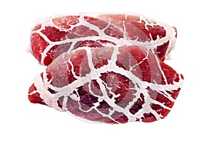 Two pieces of half-finished chilled meat product