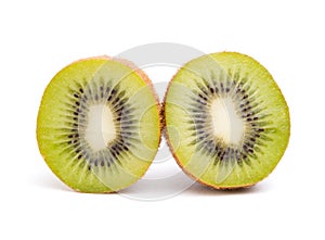 Two pieces of kiwi isolated on white background