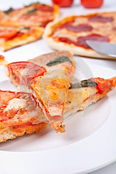 Two pieces of pizza closeup