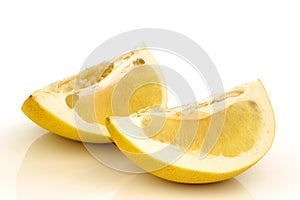 Two pieces of pomelo fruit