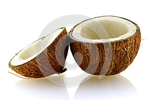 Two pieces of ripe coconut