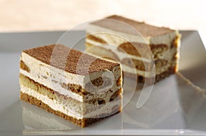 Two pieces of tiramisu