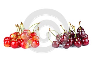 Two piles of diffrent cherries
