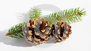 Two pinecones with pine needles