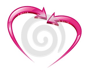 Dvě růžový šipky vytvořit srdce tvar 