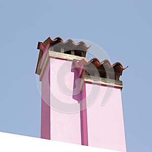 Two pink chimneys