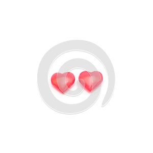 Two pink valentine day hearts isolated on white background.
