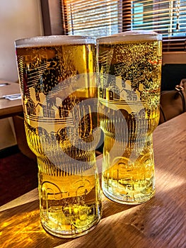 Two pints of crisp lager