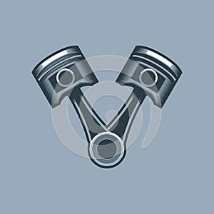Two pistons hand draw image