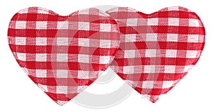 Two plaid hearts home decoration or symbol of love