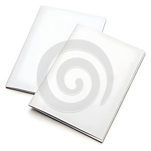 Two plain white brochures