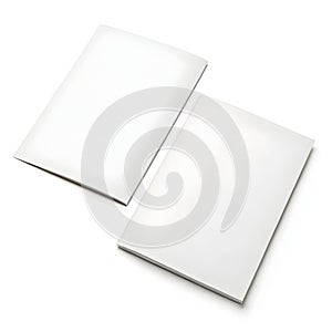 Two plain white brochures