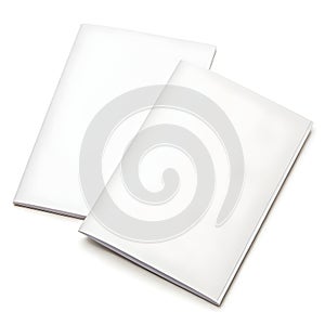 Two plain white brochures isolated on white background