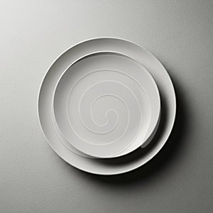 Two plain, white ceramic plates are