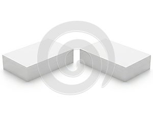 Two plain white rectangular blocks side by side