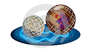 Two Planets Colliding Space Vector, vector design Generative AI