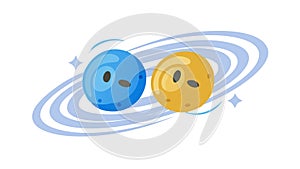 Two Planets Orbiting Each Other Cosmic Dance, vector design Generative AI