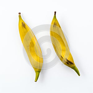 Two Plantain On White Background In Bleached Warmcore Style