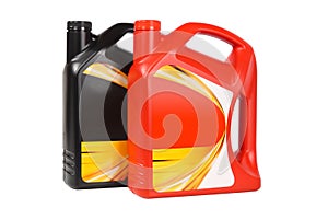 Two plastic bottle of engine oil
