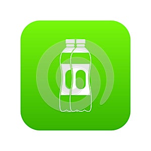 Two plastic bottles icon digital green