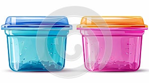 Two plastic containers with lids on a white background