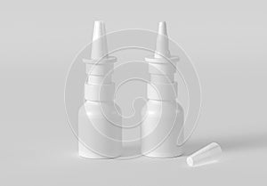 Two Plastic Medical Nasal Spray Bottles Mockup