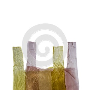 Two plastic shopping bags on white