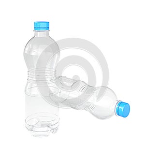 Two plastic water bottles 3d transparent background