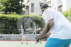 Two players in a tennis match