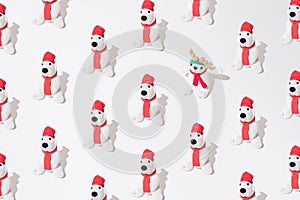 Two plush polar bears pattern. White background