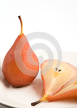 Two poached pears