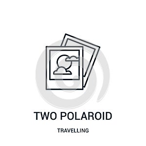 two polaroid icon vector from travelling collection. Thin line two polaroid outline icon vector illustration. Linear symbol
