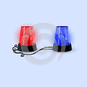 Two Police Flasher Sirens Set Isolated On Transparent Background ,Realistic Vector
