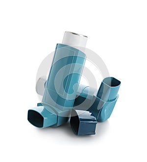 Two portable asthma inhalers