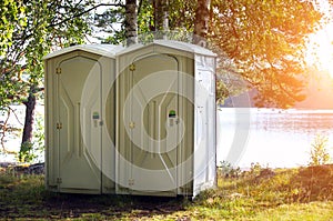 Two portable toilet