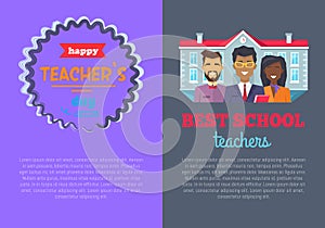 Two Posters Best Teacher on Vector Illustration