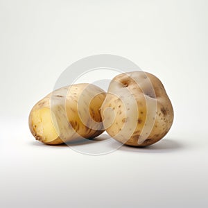 Two Potatoes On White Background: Kazuki Takamatsu Style Uhd Image