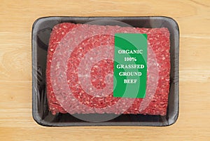 Two pounds of organic grassfed ground beef in package