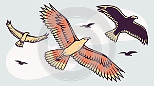 Two Powerful Eagles in Flight, Symbol of Freedom and Strength, vector design Generative AI
