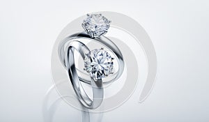 Two precious shiny large solitaire diamond rings